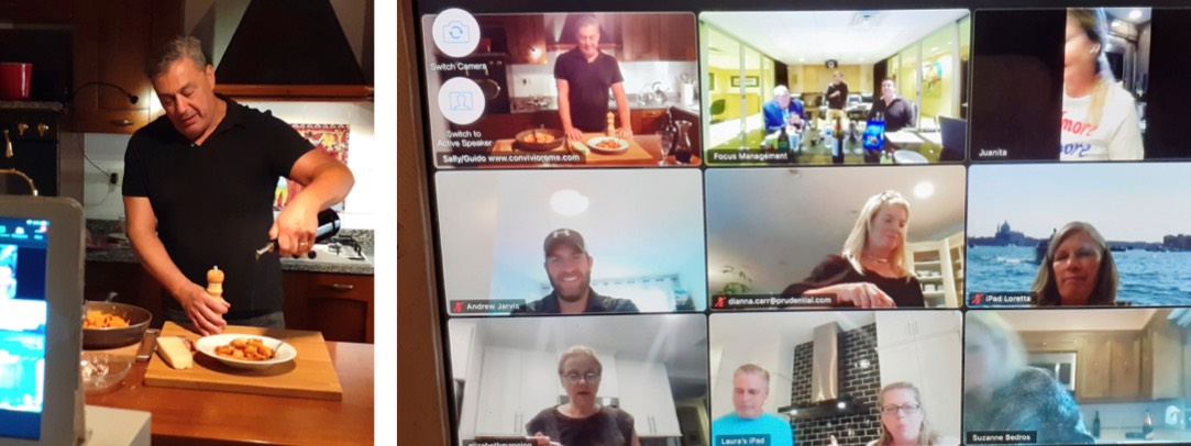 team building live Italian cooking class